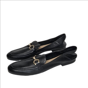 Arezzo Emma Leather Loafers Black with Gold Horsebit Women's Size 10